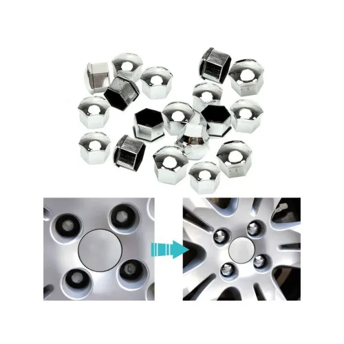 Set capace prezoane auto crom premium 21 mm 20 bucati cu cheie — imaginea 2