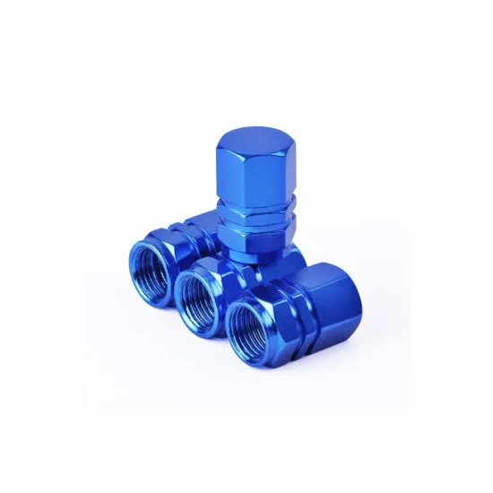 Set capace valve aluminiu, albastru, 4 bucati