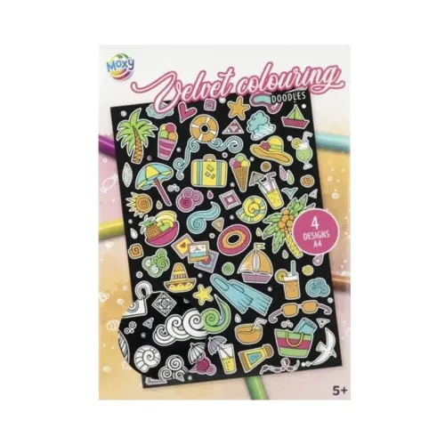 Set coli catifelate de colorat A4 Doodles, 4 modele