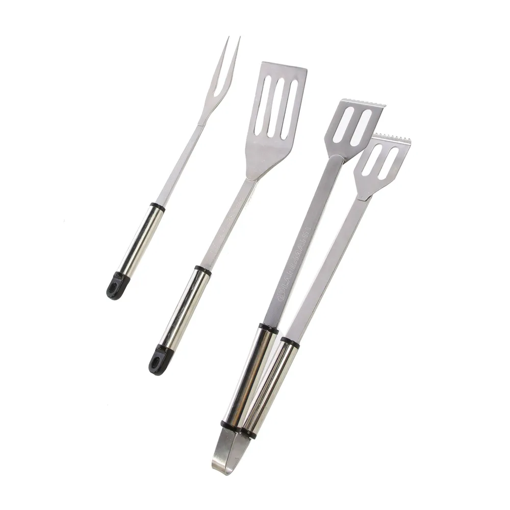 Set de ustensile gratar, inox, gri, 37 cm, 3 buc