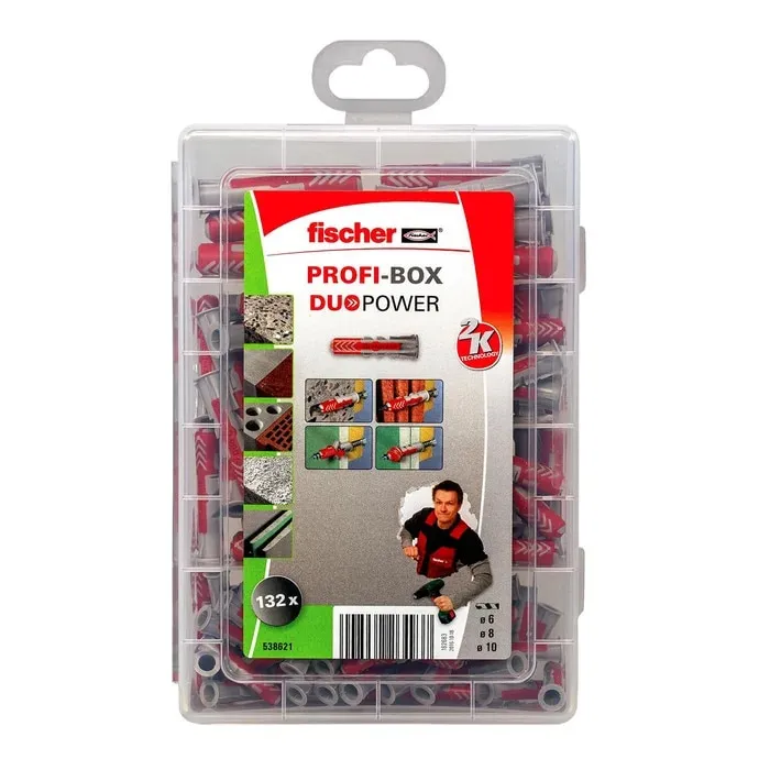 Set dibluri Duopower 6/8/10 mm, 132 bucati, pentru beton
