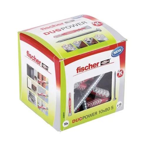 Set dibluri nylon cu surub Fischer Duopower 10x80 mm, 10 bucati