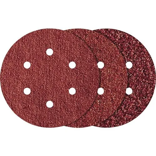 Set discuri abrazive cu autofixare cu 6 perforatii Wolfcraft Ø150mm, granulatii 60, 120 si 240, 12 bucati