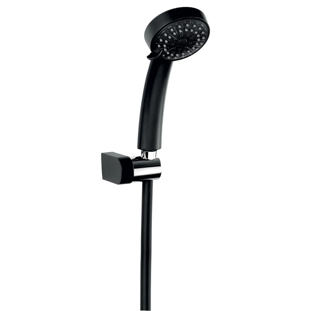 Set dus para + furtun + suport, Ferro Mini 869.5, 3 functii, 1.5 m, finisaj negru