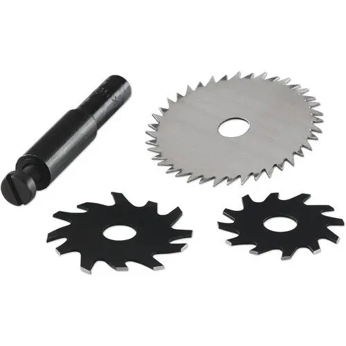 Set freze lemn cu disc pentru caneluri Wolfcraft Ø35-45 mm, prindere Ø8 mm, 4 piese