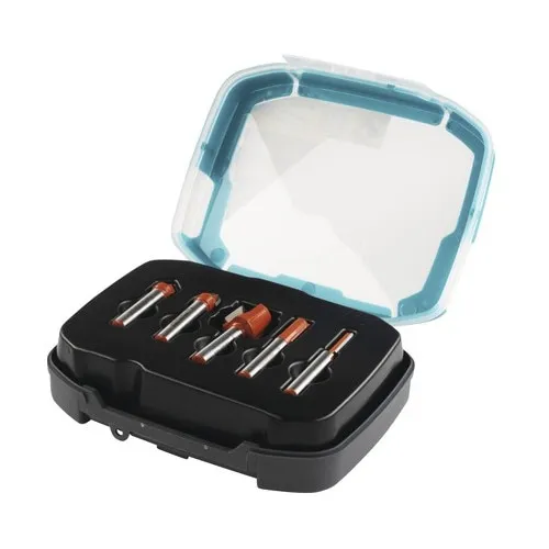 Set freze lemn drepte pentru caneluri & raionat Wolfcraft Ø5-20 mm, prindere Ø8 mm, 5 piese