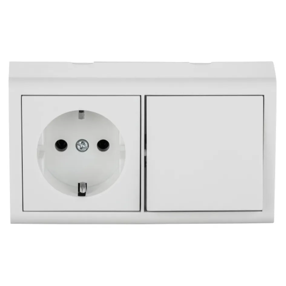 Set intrerupator si priza Schuko Nivo, 2 prize, montare incastrata