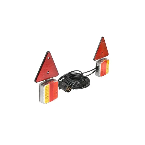 Set lampi LED magnetice cu triunghiuri reflectorizante pentru remorca, fisa 7 pini, cablu 2,5m, cablu fisa 7,5 m — imaginea 4