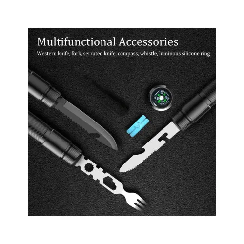 Set lopata pliabila multifunctionala in cutie depozitare (lopata,topor,tarnacop,ciocan,cutit,busola,furculita) — imaginea 8