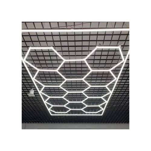 Set lumini LED hexagonale 615W 6000K alb rece pentru tavan garaj/atelier/showroom — imaginea 6