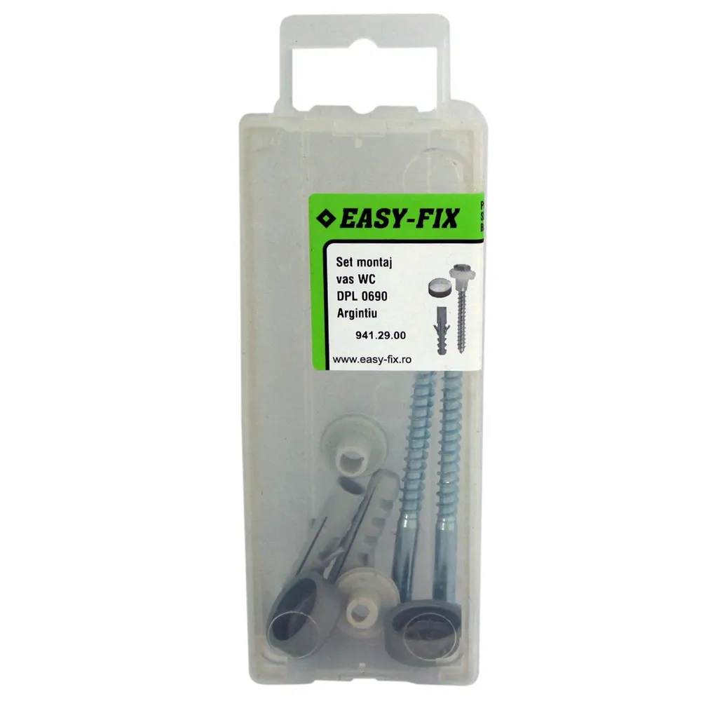 Set montaj vas WC, Easy-Fix DPL0690, argintiu