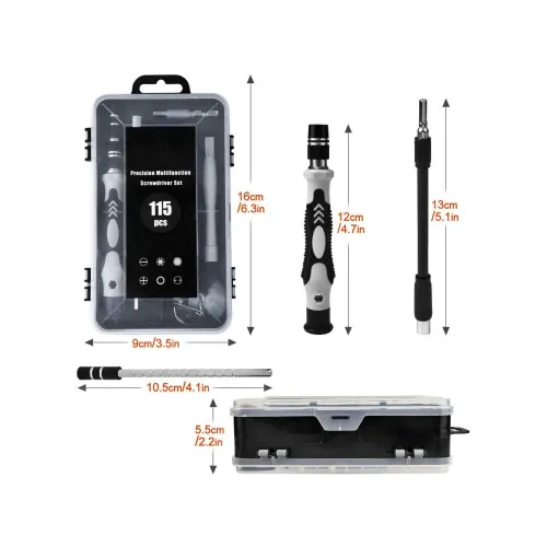 Set surubelnite precizie 115in1 cu 98 biti magnetica trusa reparatii electronice MIV — imaginea 7
