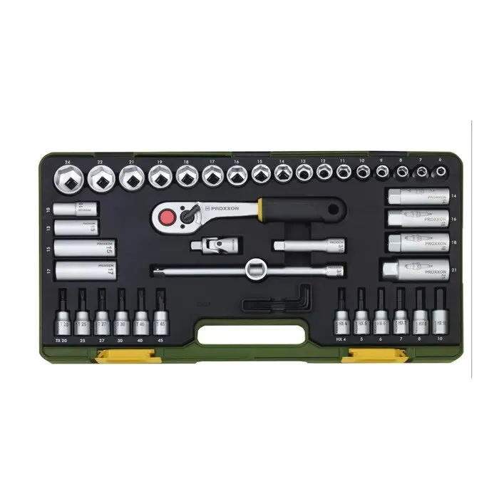 Set trusa chei tubulare Proxxon 23282, 47 piese, prindere 3/8", dimensiuni 6-24 mm, lungimi 10-17 mm