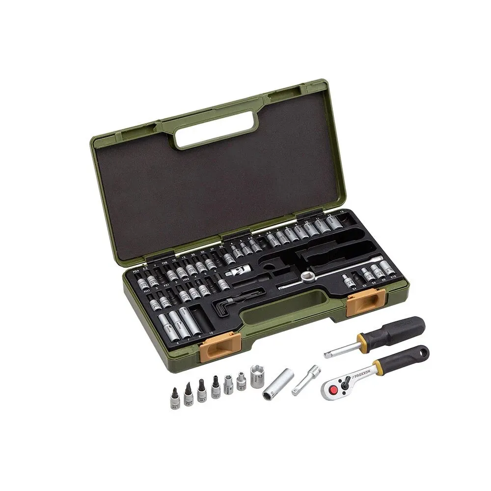 Set trusa chei tubulare Proxxon 50 piese, dimensiuni 4-13mm, multifunctional, cutie plastic