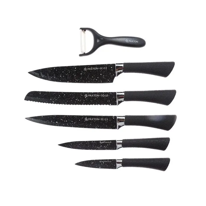 Set ustensile bucatarie, inox, negru, 6 bucati, model ER-0157