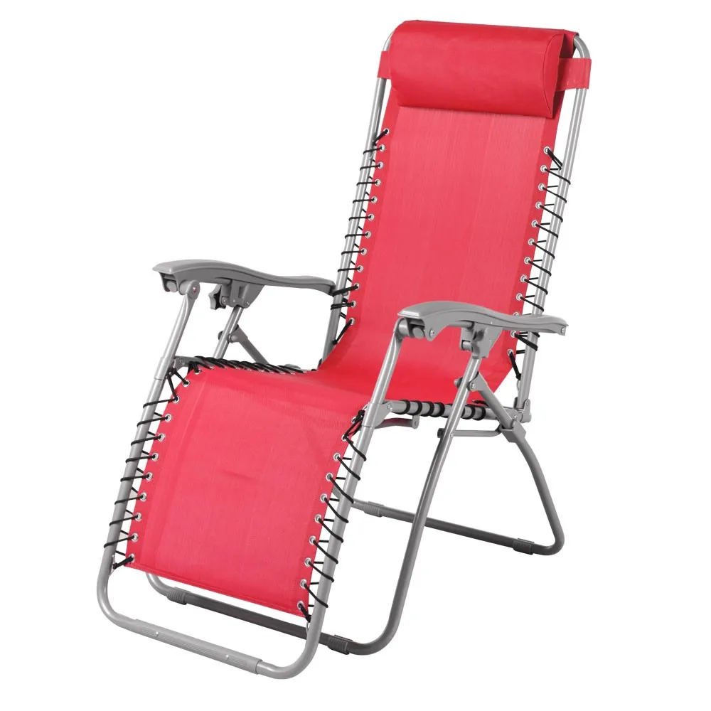 Sezlong plaja, pliabil, structura metalica, culoare rosu, dimensiune 62 x 109 cm