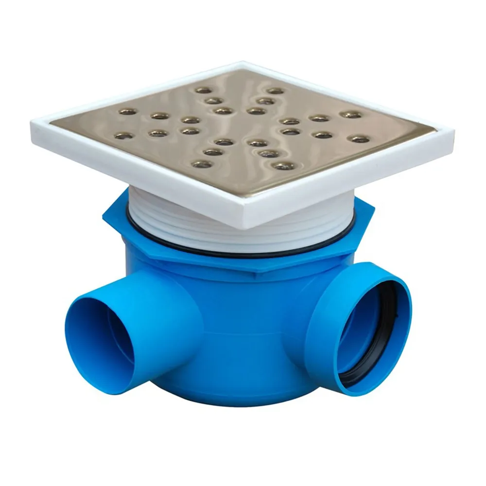 Sifon pardoseala complet, polipropilena + inox, polipropilena + inox, 1 iesire - 1 intrare, D 50 mm, 90 grade, dreapta