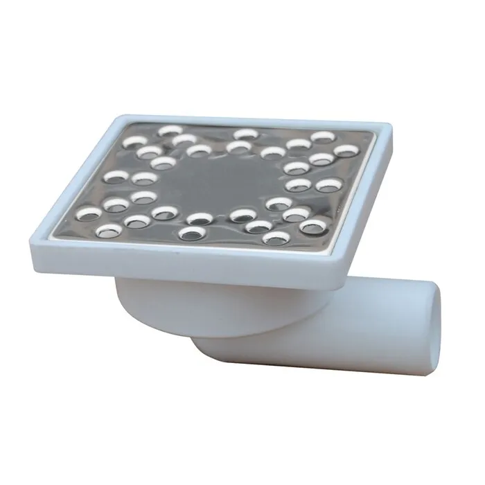 Sifon pardoseala PP + gratar inox, 100 x 100 mm, iesire laterala D 32 mm