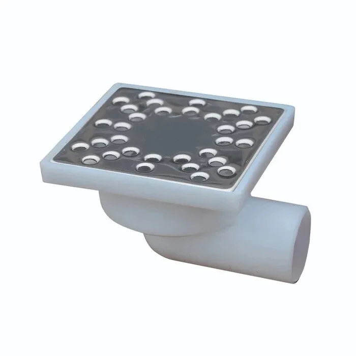 Sifon pardoseala PP + gratar inox, 100 x 100 mm, iesire laterala D 40 mm