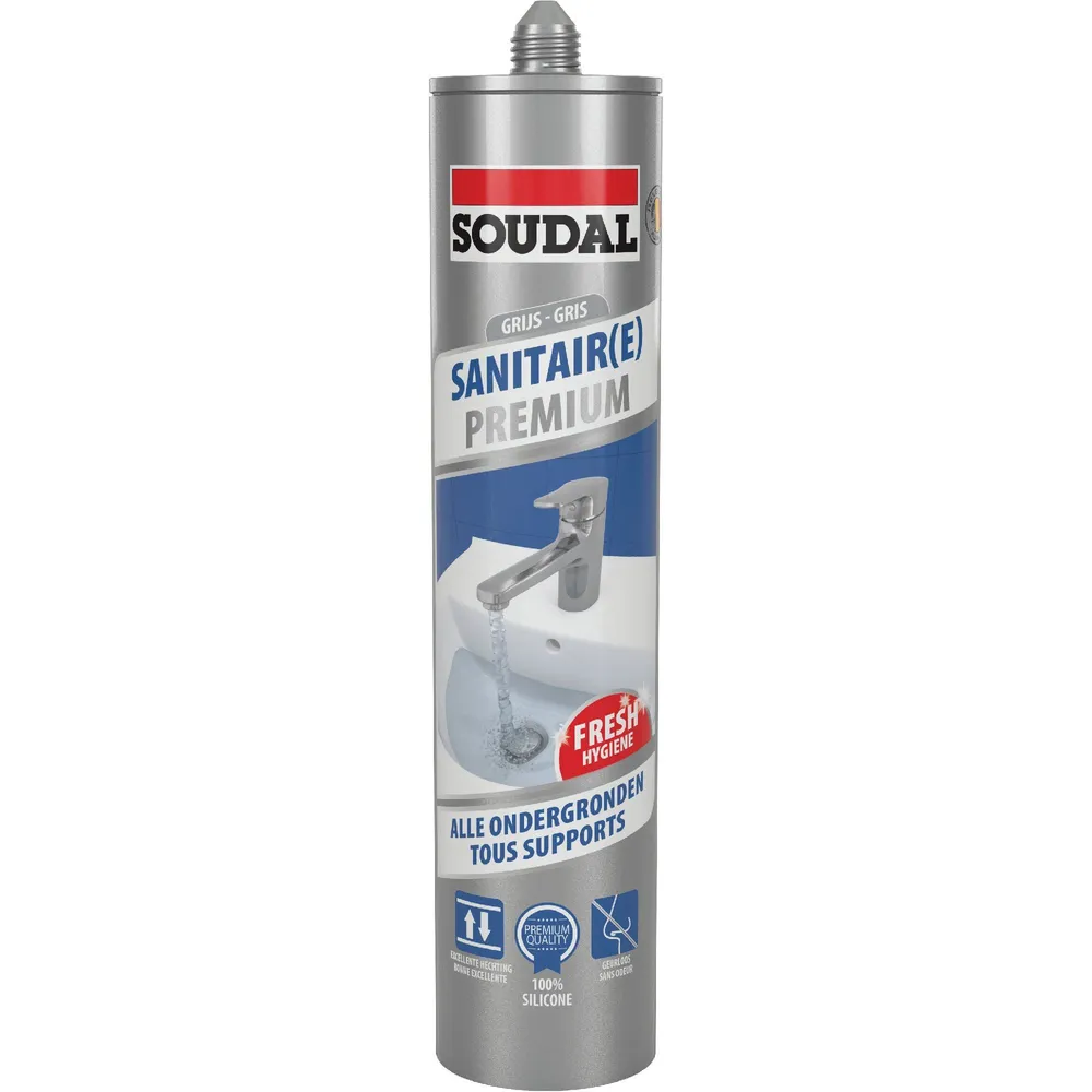 Silicon neutral Soudal Premium, pentru baie si bucatarie, gri, 290 ml
