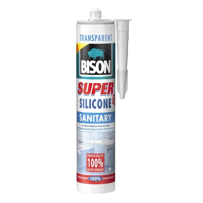 Silicon sanitar, Bison Super, rezistent la apa, transparent, interior, 280 ml