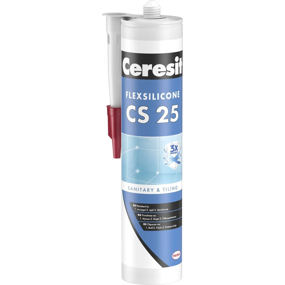 Silicon sanitar Ceresit CS25, pentru baie si bucatarie, terra, 280 ml