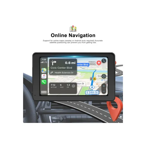 Sistem multimedia auto CarPlay Android Auto wireless ecran 7 inch HD — imaginea 3