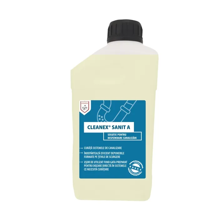 Solutie pentru desfundare canalizari Cleanex Sanit A, 1.2 kg