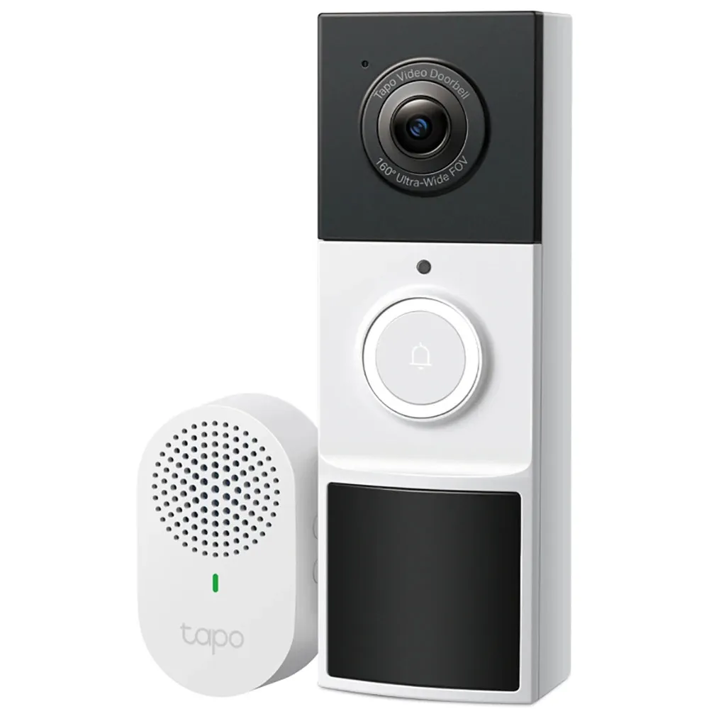 Sonerie video wireless + difuzor TP-Link Tapo D210, 2K, 3MP, Wi-Fi, alb-negru