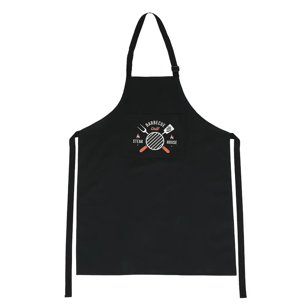 Sort bucatarie Barbecue, bumbac + poliester, negru, 65 x 82 cm