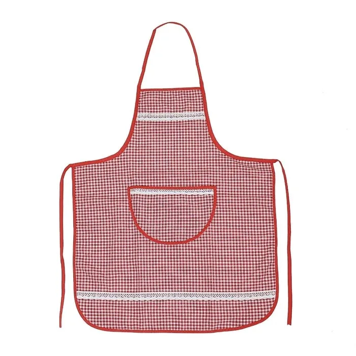 Sort bucatarie cu dantela, bumbac si poliester, alb si rosu, 62x75cm