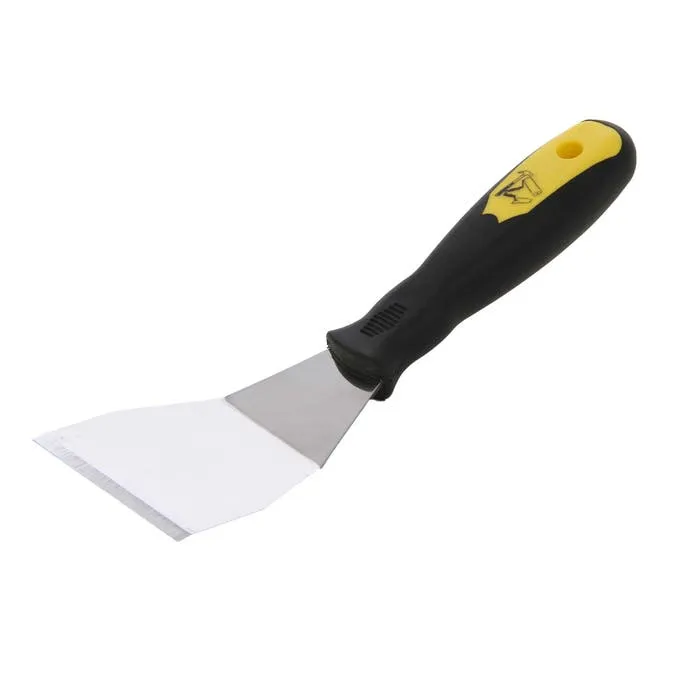 Spaclu inox pentru razuit, Lumytools LT 05957, maner de cauciuc, 75 mm