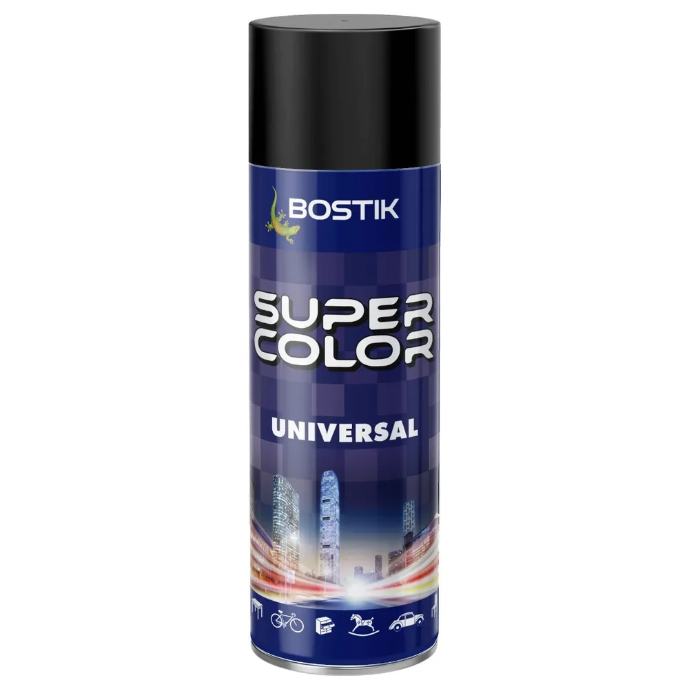 Spray vopsea, Den Braven Super Color Universal, negru intens mat, interior / exterior, 400 ml