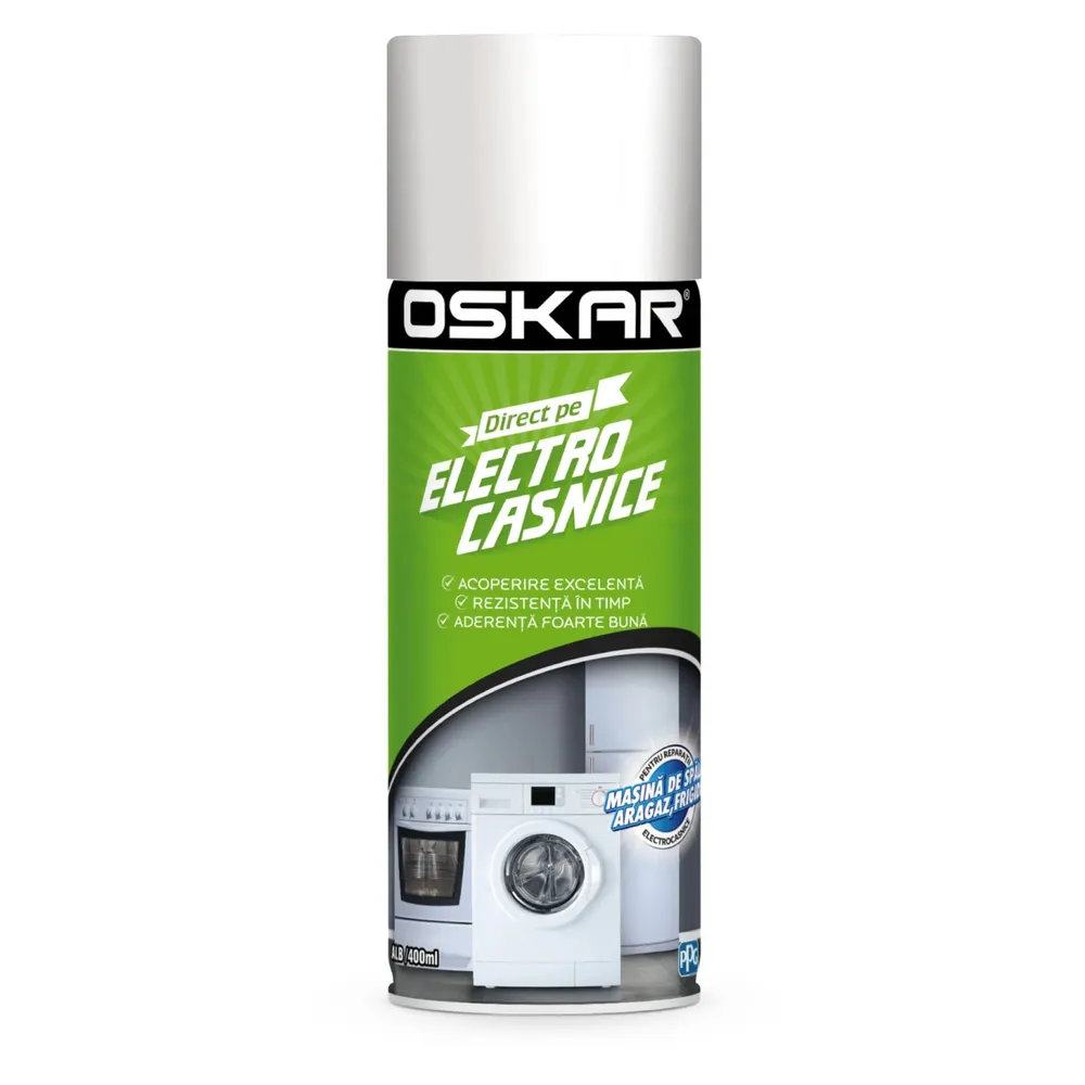 Spray vopsea, Oskar Direct pe electrocasnice, alb, interior, 400 ml