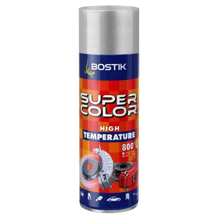 Spray vopsea rezistent la temperaturi inalte, Den Braven Super Color High Temperature, argintiu, interior / exterior, 400 ml