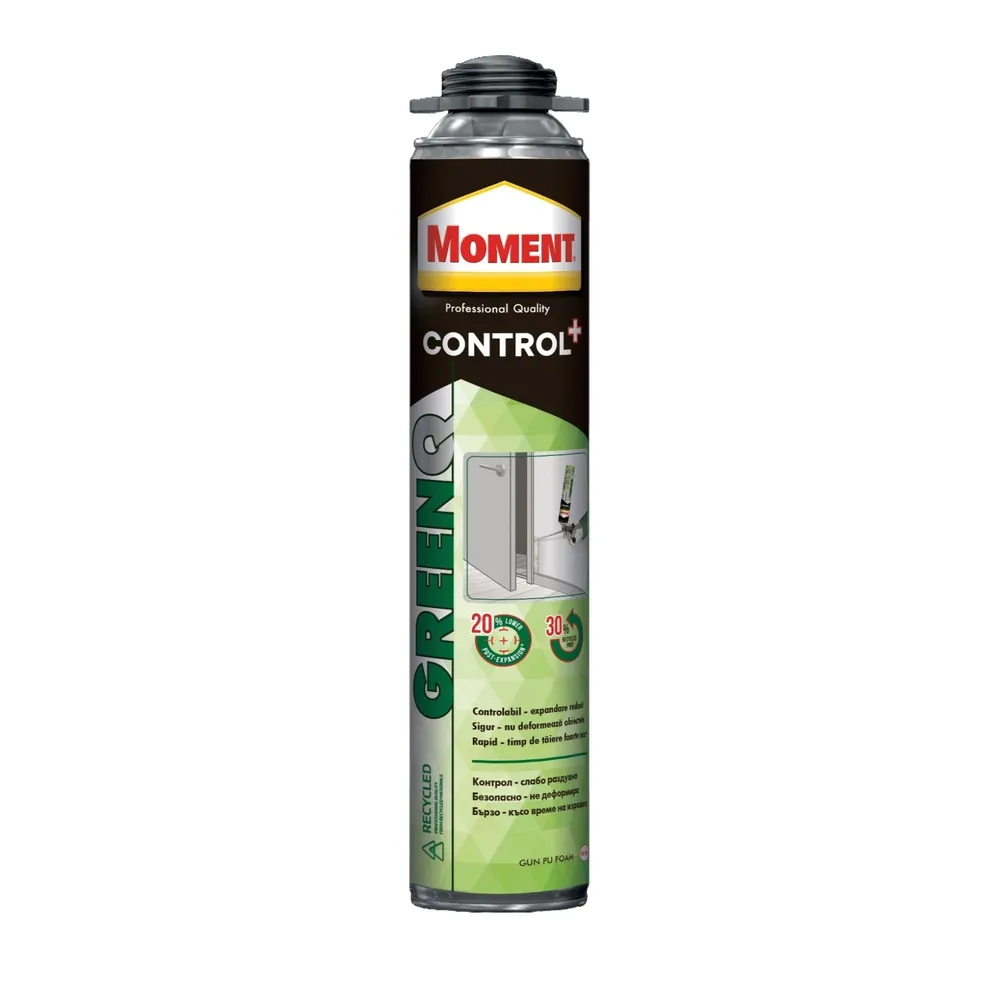 Spuma poliuretanica Moment GreenQ, pentru izolare si umplerea golurilor, aplicare cu pistol, cu ingrediente reciclate, 750 ml