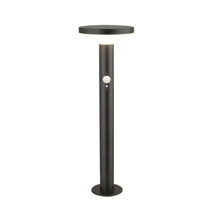 Stalp de iluminat ornamental cu LED Shiny KL190004, 4.4W, 215lm, lumina calda, cu senzor de miscare, H 50 cm, negru, modern