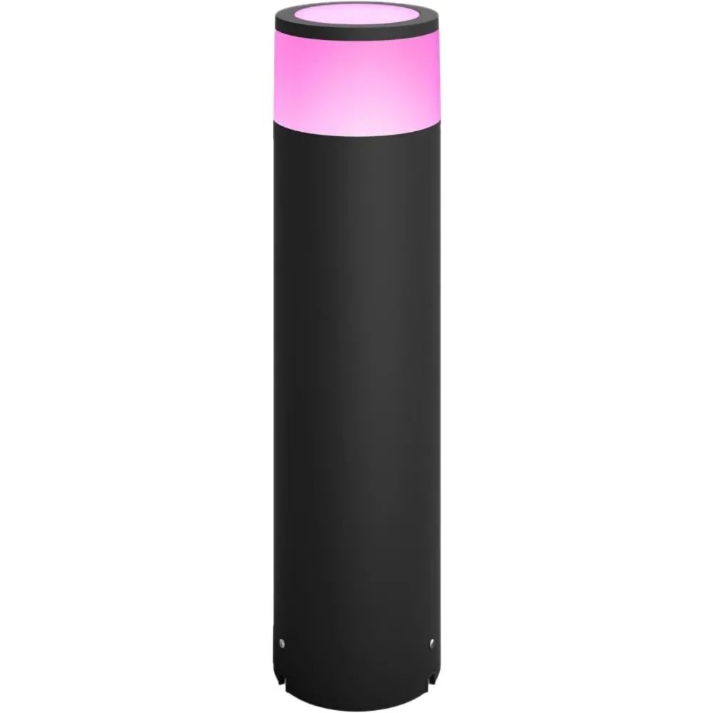 Stalp iluminat exterior Philips Hue, LED RGBW, 8W, 590lm, IP65, negru
