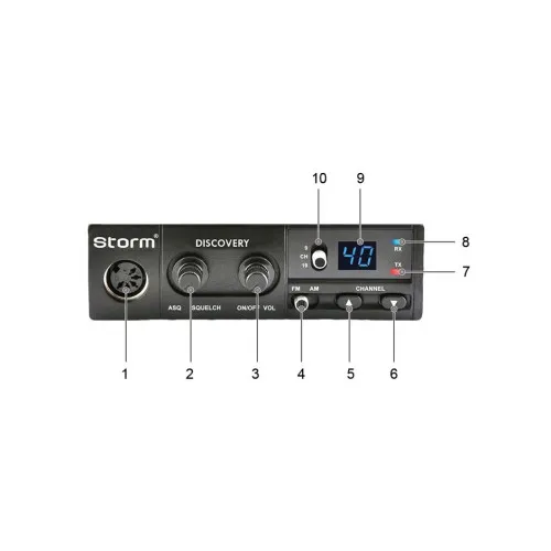 Statie CB auto Storm Discovery 3 AM FM 4W 40 canale cu ASQ si radiator racire — imaginea 2