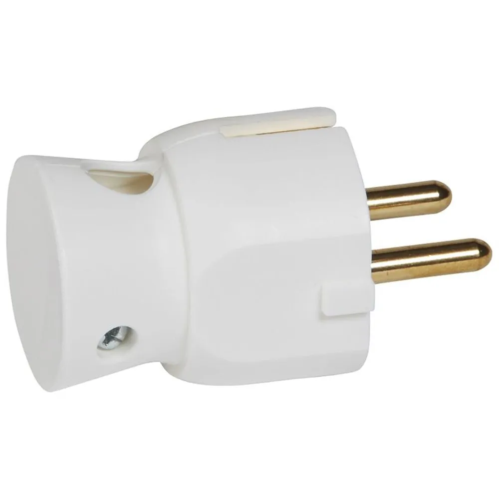 Stecher schuko Legrand, cu impamantare, plastic, alb