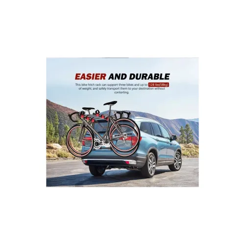 Suport auto pentru 3 biciclete, capacitate 58 kg, montaj rapid fara unelte — imaginea 4