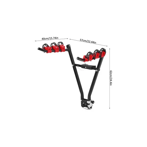 Suport biciclete auto pe carlig remorcare 3 biciclete 60 kg pliabil — imaginea 2
