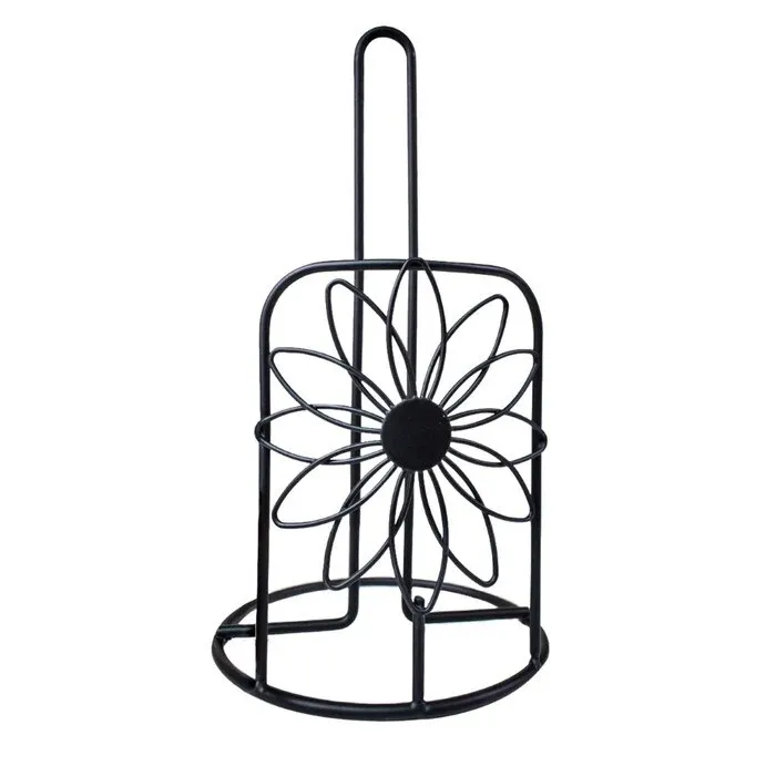 Suport bucatarie, pentru rola hartie, D4772, metal, negru, 14 x 27 cm