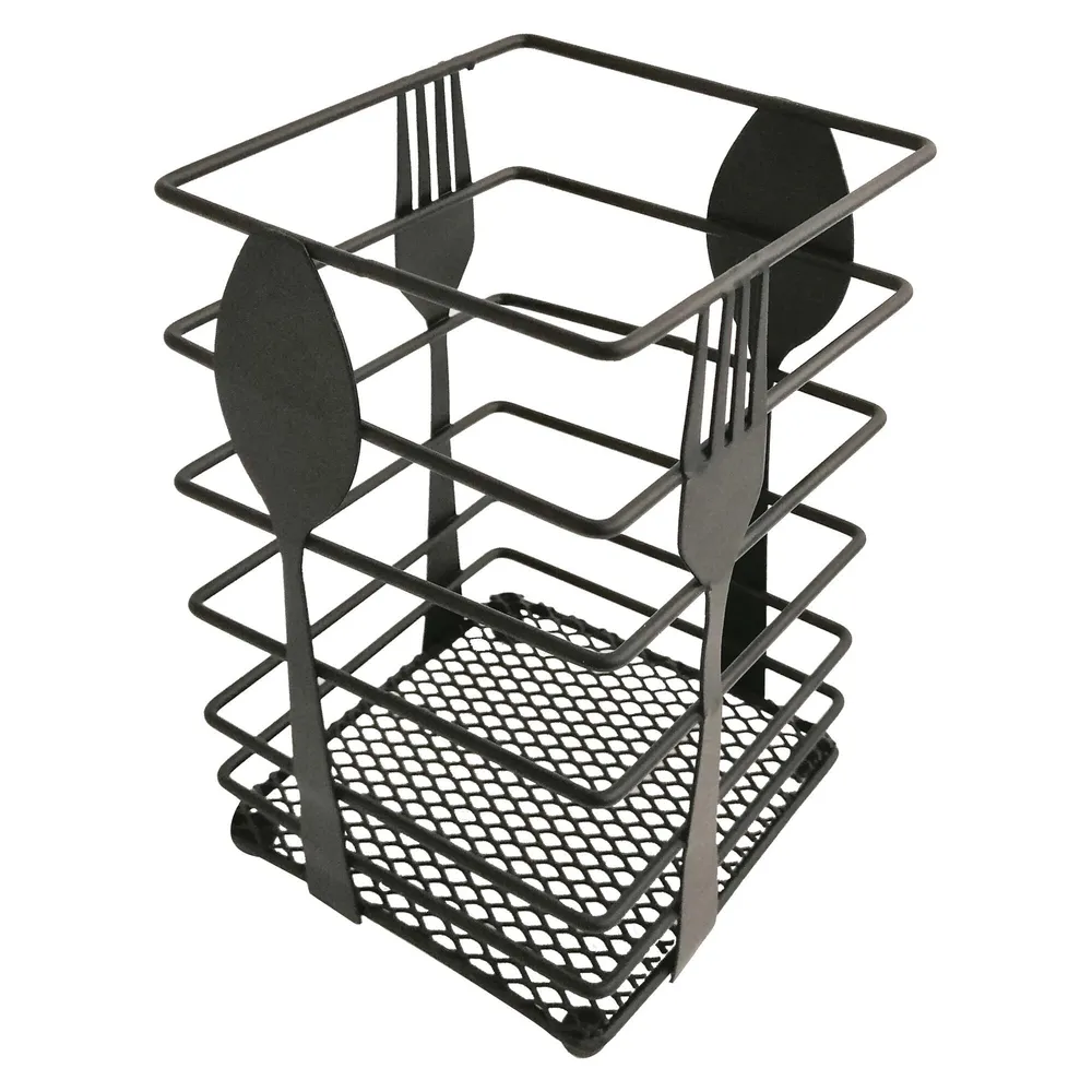 Suport bucatarie, pentru tacamuri, tip pahar, MG070B, metal, 10.6 x 10.6 x 17.4 cm