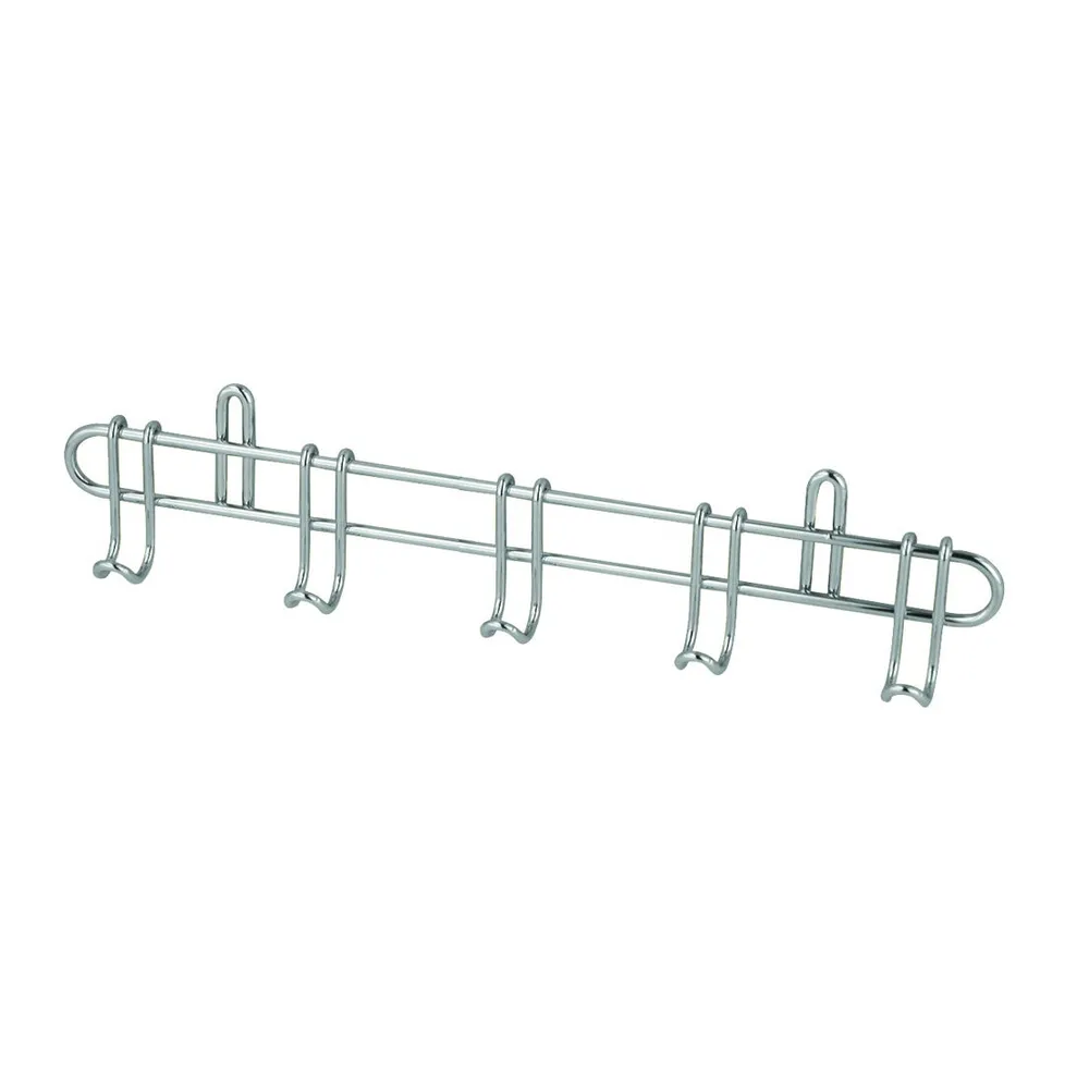 Suport bucatarie, pentru ustensile, 4135, metal cromat, lucios, 5 agatatori, 36 x 3.5 x 8 cm