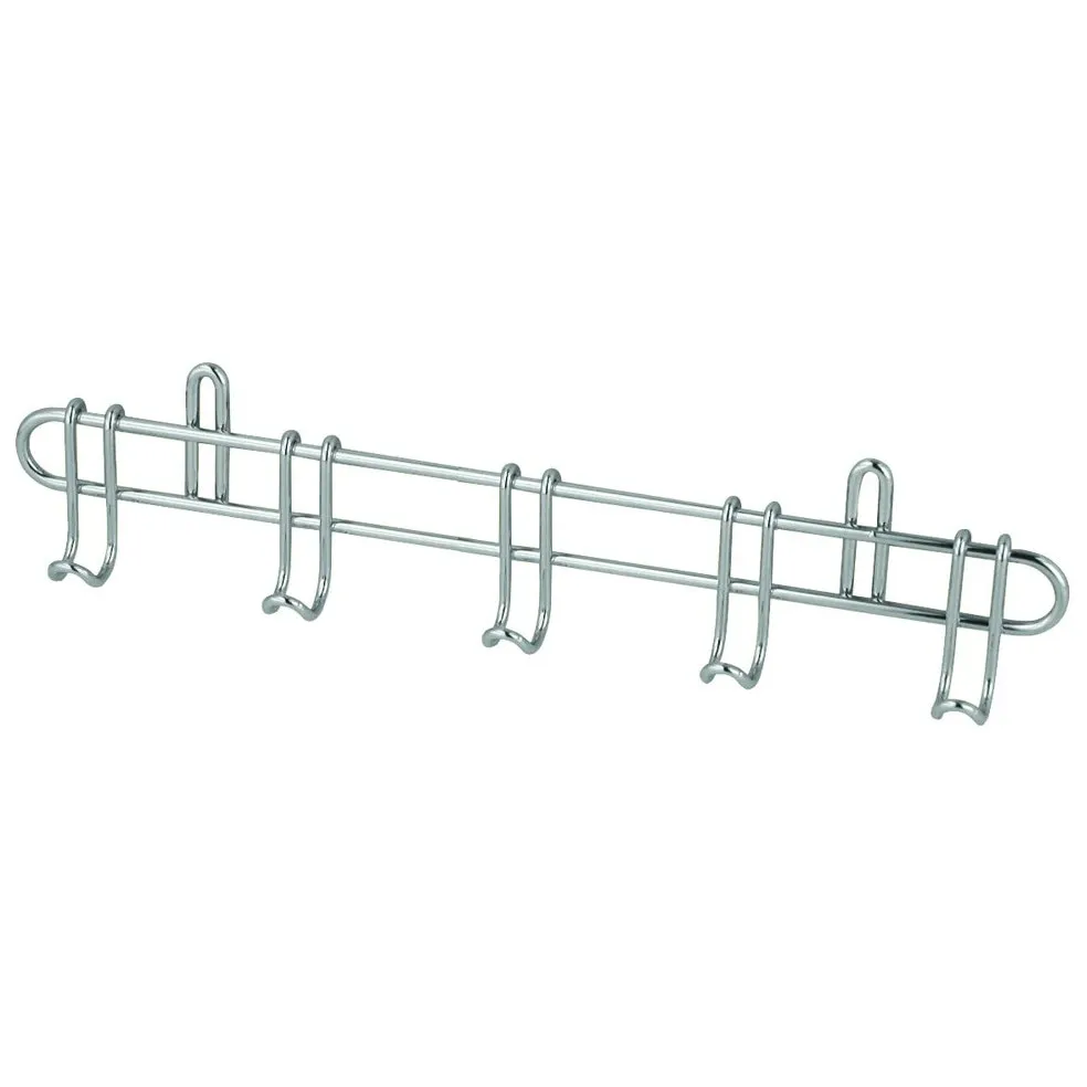 Suport bucatarie, pentru ustensile, 4135, metal cromat, lucios, 5 agatatori, 36 x 3.5 x 8 cm
