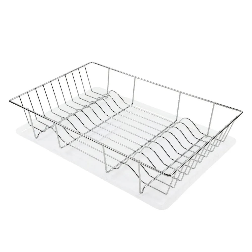 Suport bucatarie, pentru vase, Tekno-tel, KB001, cromat, 47 x 32 x 10 cm + tava din plastic