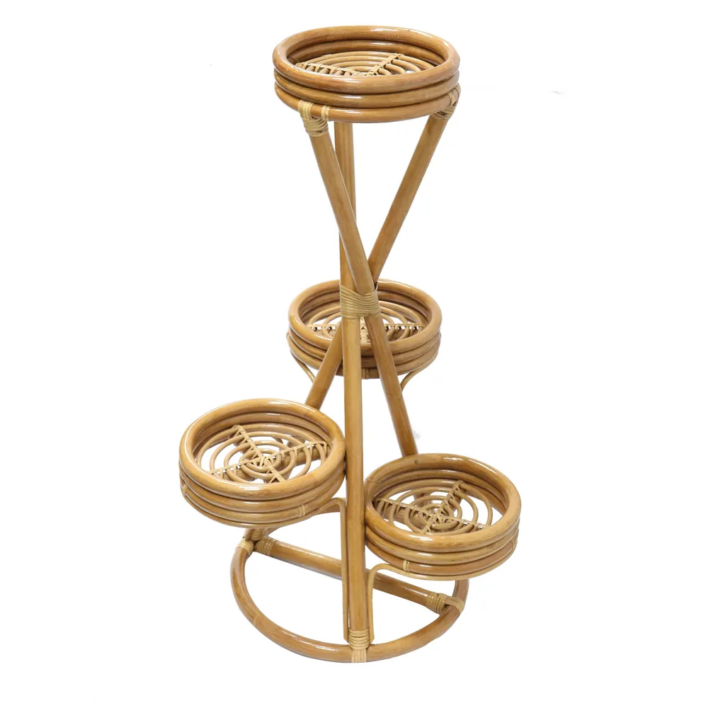 Suport ghiveci flori Gardenia, cu etaje, material ratan, 52 x 52 x 90 cm, 5 kg, pentru interior si exterior