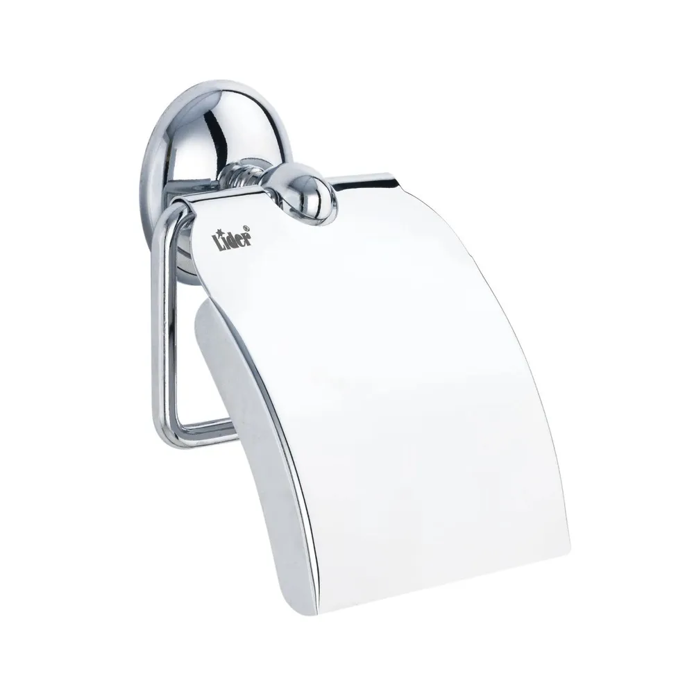 Suport hartie igienica, Lider 1075, cu clapeta, cromat, 11 x 5 x 15 cm