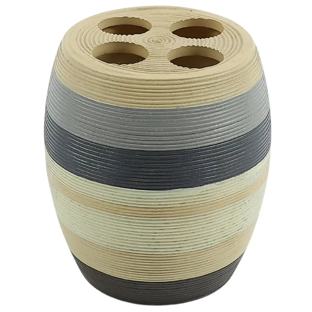 Suport periute dinti, Kadda Rustica BPO-0541B, polirasina, alb / crem / negru, 8.7 x 10.2 cm